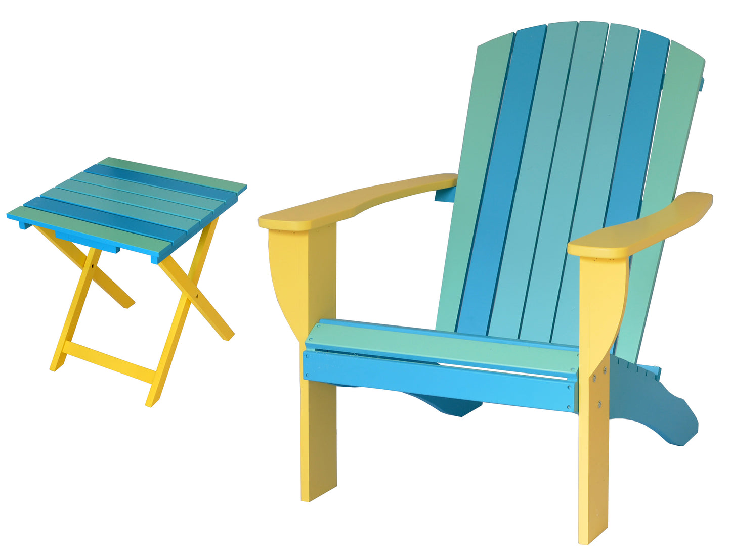 Riverstone Solid Cedar Adirondack Extra Wide Chair with build in bottle opener & matching folding table