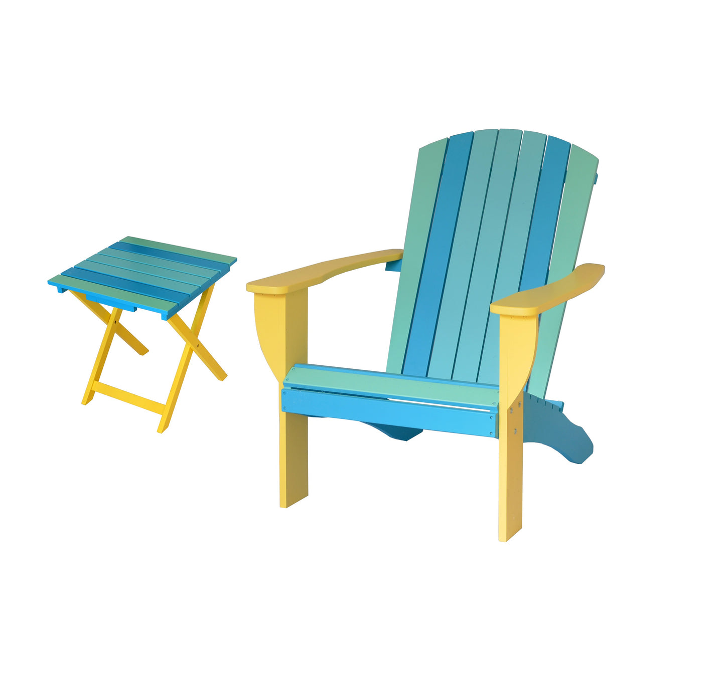 Riverstone Solid Cedar Adirondack Extra Wide Chair with build in bottle opener & matching folding table