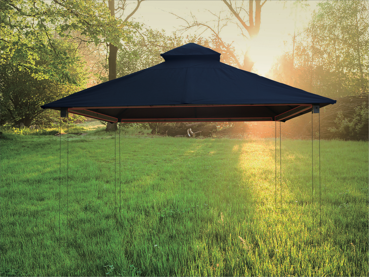 ACACIA Gazebo Roof Framing and Mounting Kit With OutDURA Canopy