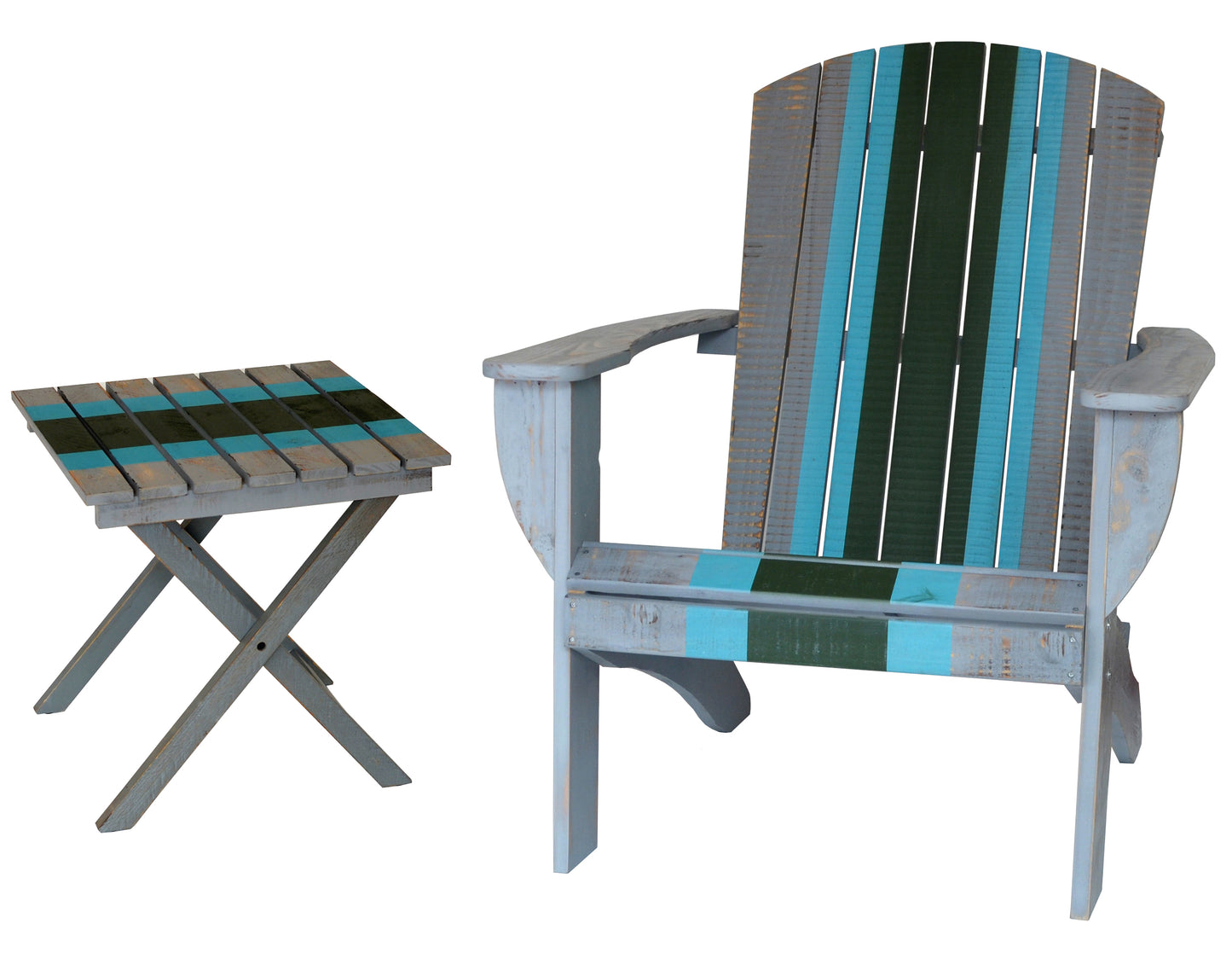 Riverstone Solid Cedar Adirondack Extra Wide Chair with build in bottle opener & matching folding table