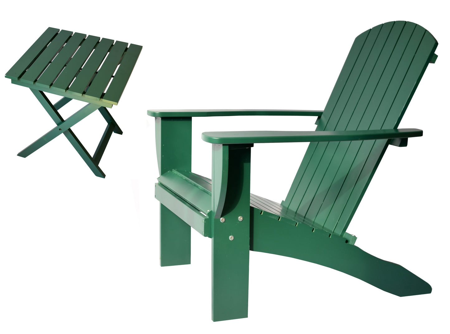 Riverstone Solid Cedar Adirondack Extra Wide Chair with build in bottle opener & matching folding table