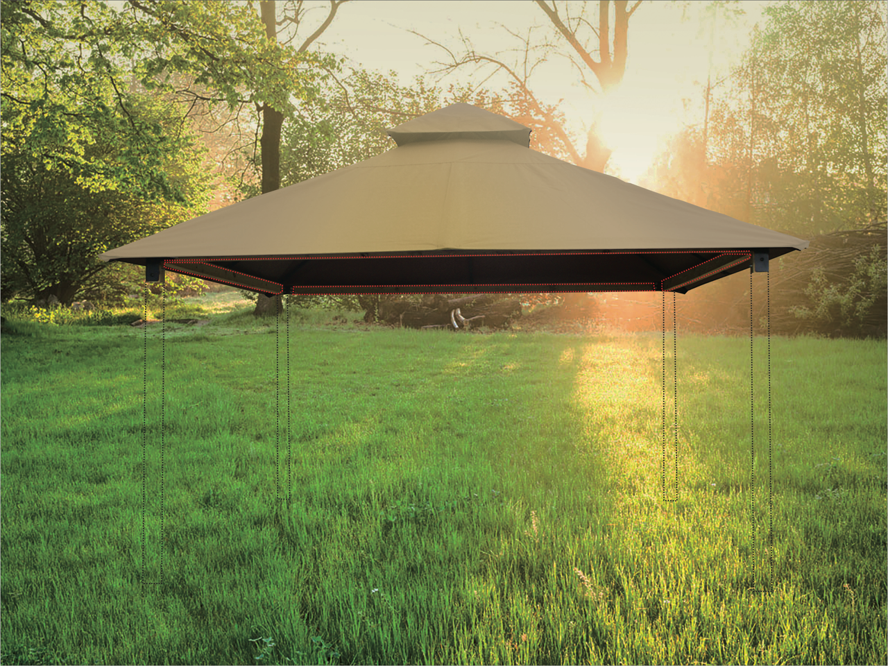 ACACIA Gazebo Roof Framing and Mounting Kit With OutDURA Canopy