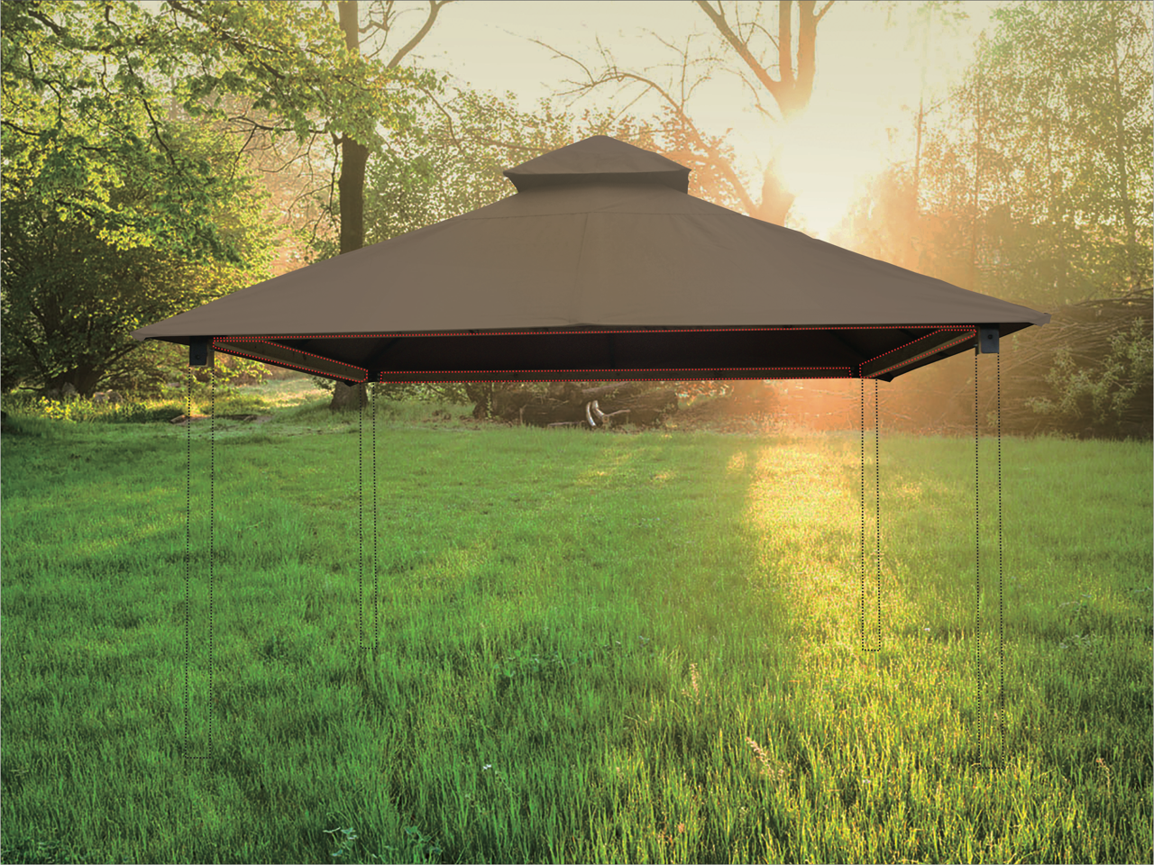 ACACIA Gazebo Roof Framing and Mounting Kit With OutDURA Canopy