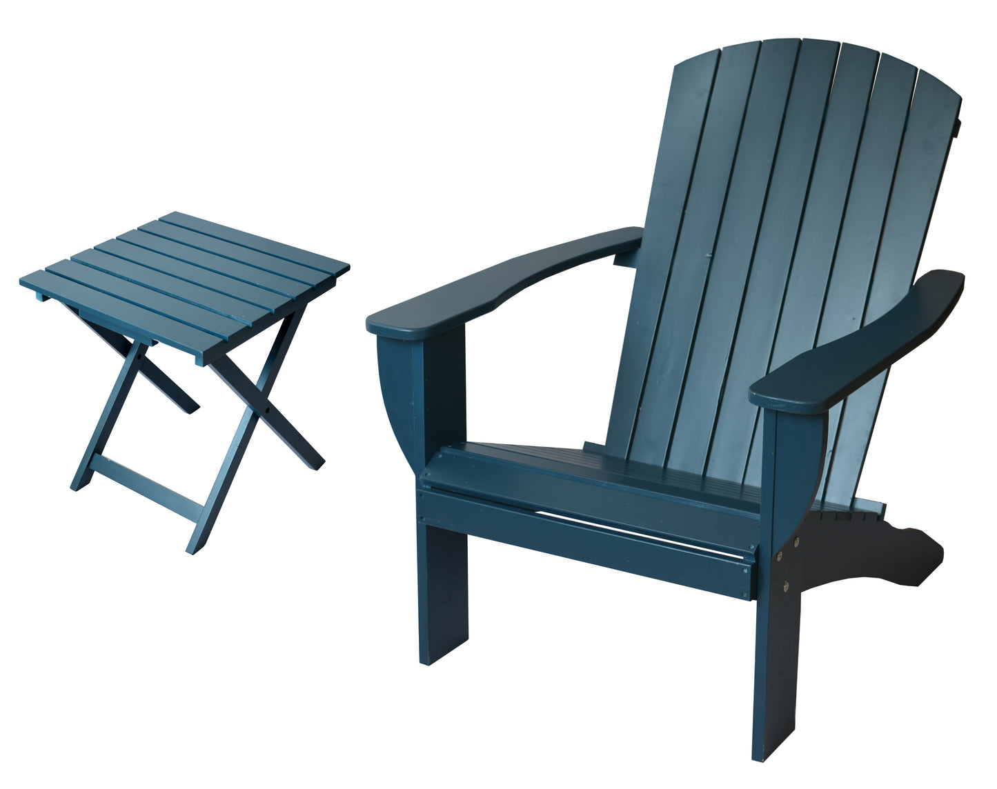 Riverstone Solid Cedar Adirondack Extra Wide Chair with build in bottle opener & matching folding table