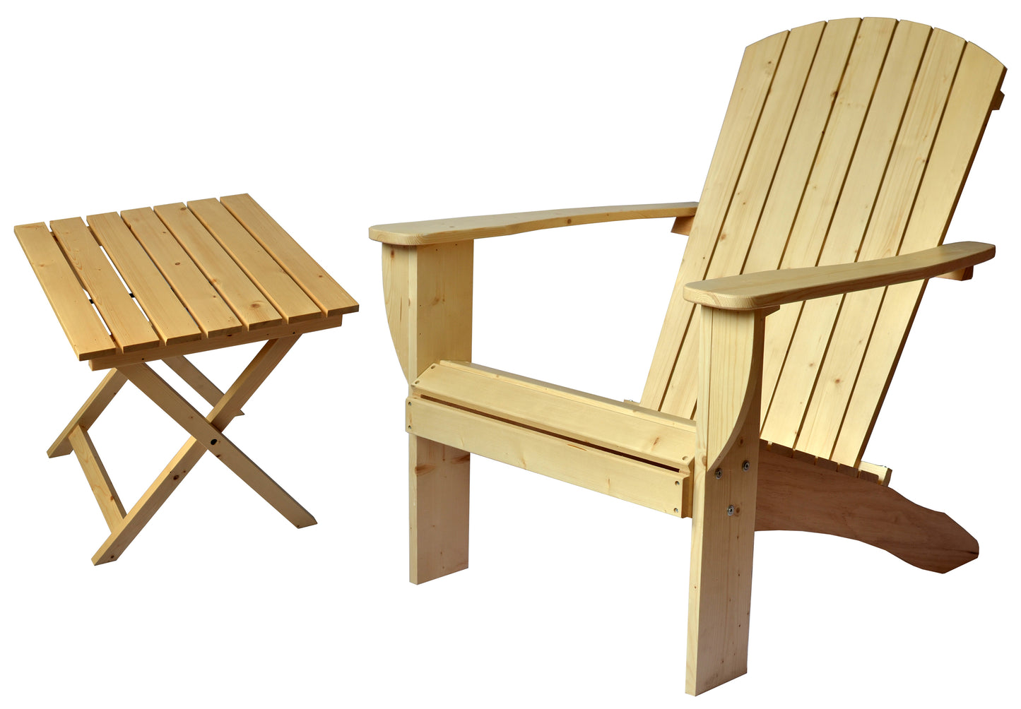 Riverstone Solid Cedar Adirondack Extra Wide Chair with build in bottle opener & matching folding table