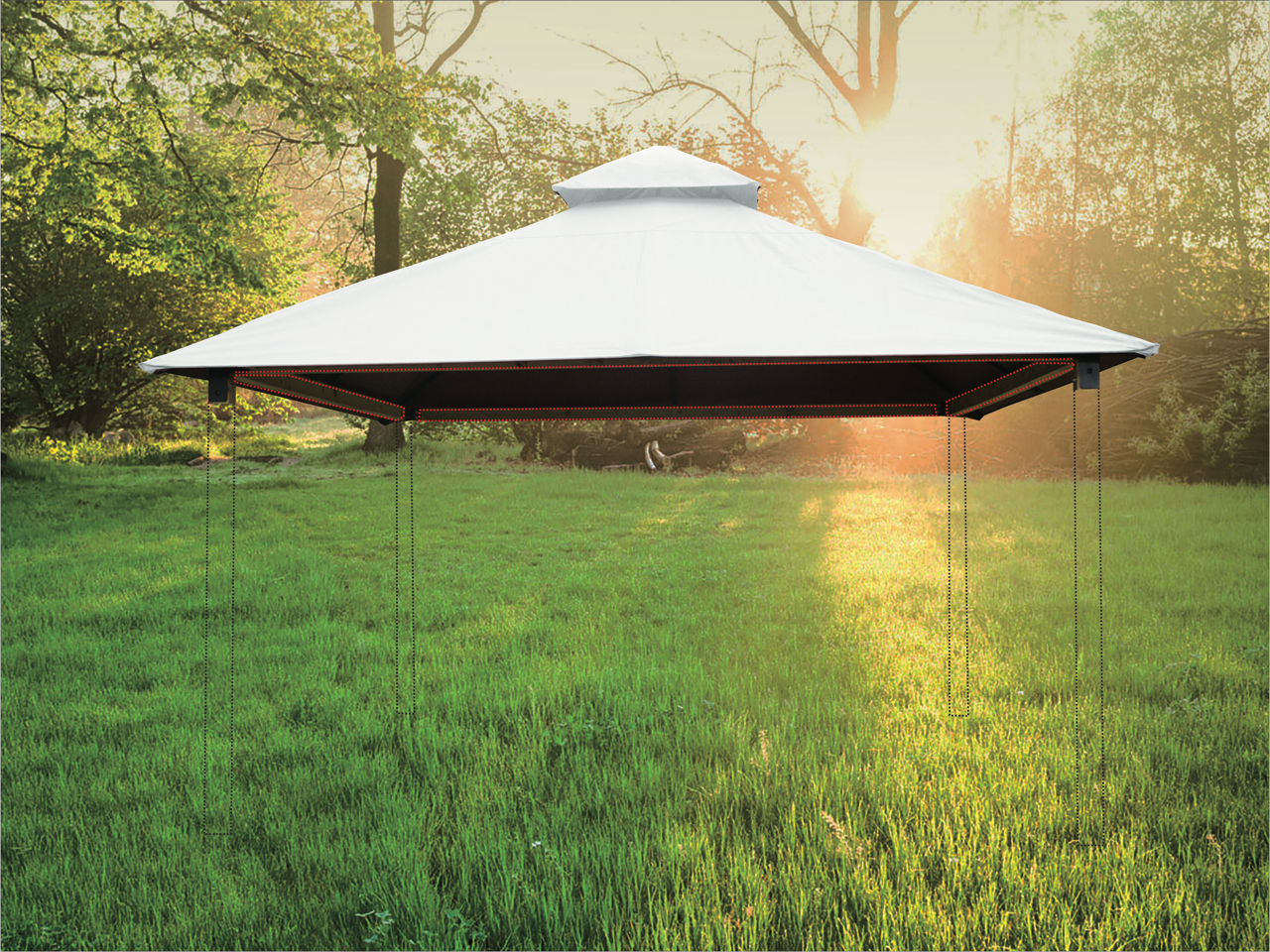 ACACIA Gazebo Roof Framing and Mounting Kit With OutDURA Canopy