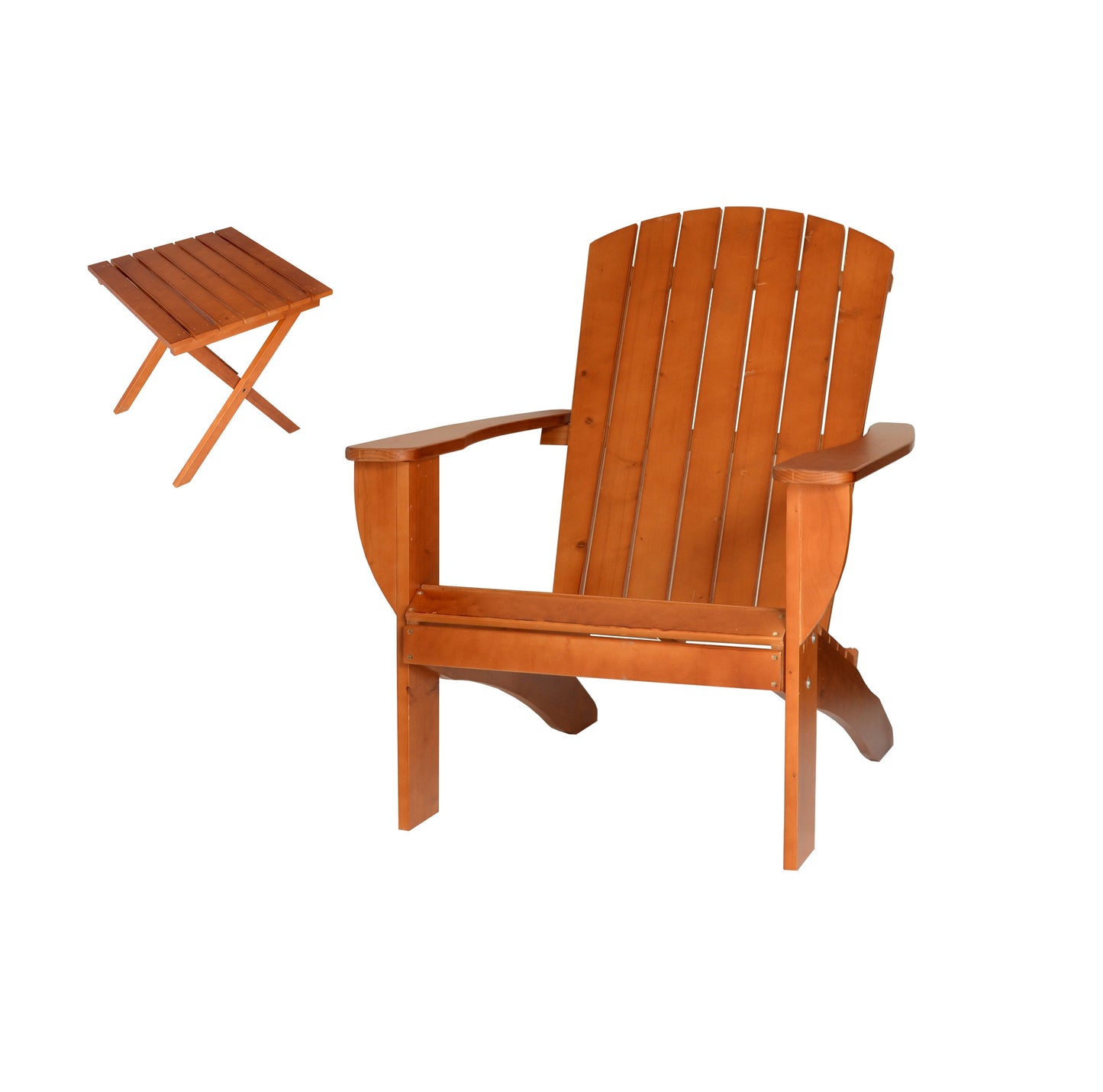 Riverstone Solid Cedar Adirondack Extra Wide Chair with build in bottle opener & matching folding table