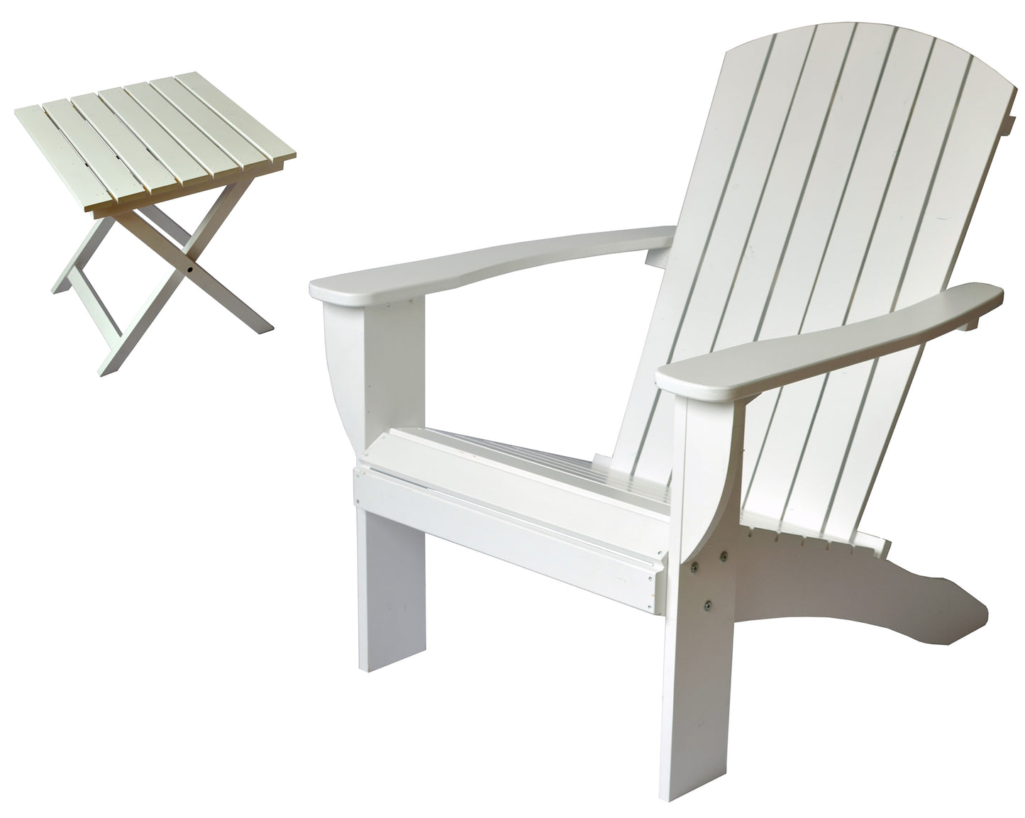 Riverstone Solid Cedar Adirondack Extra Wide Chair with build in bottle opener & matching folding table