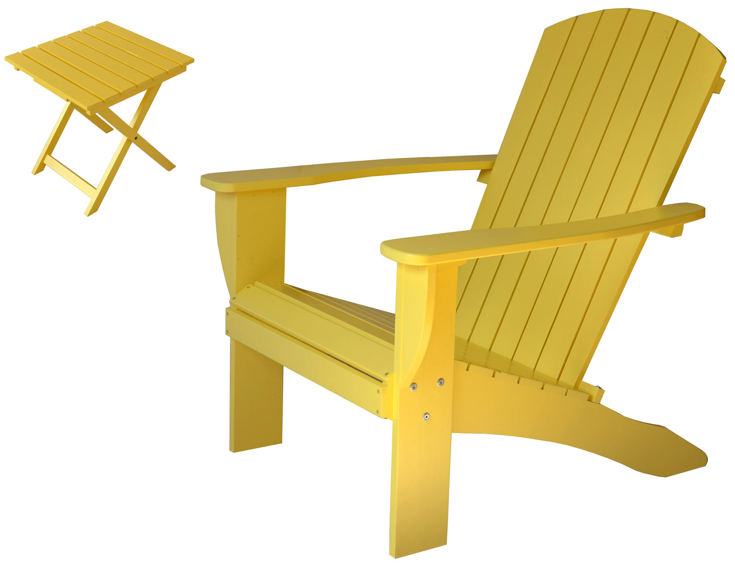 Riverstone Solid Cedar Adirondack Extra Wide Chair with build in bottle opener & matching folding table