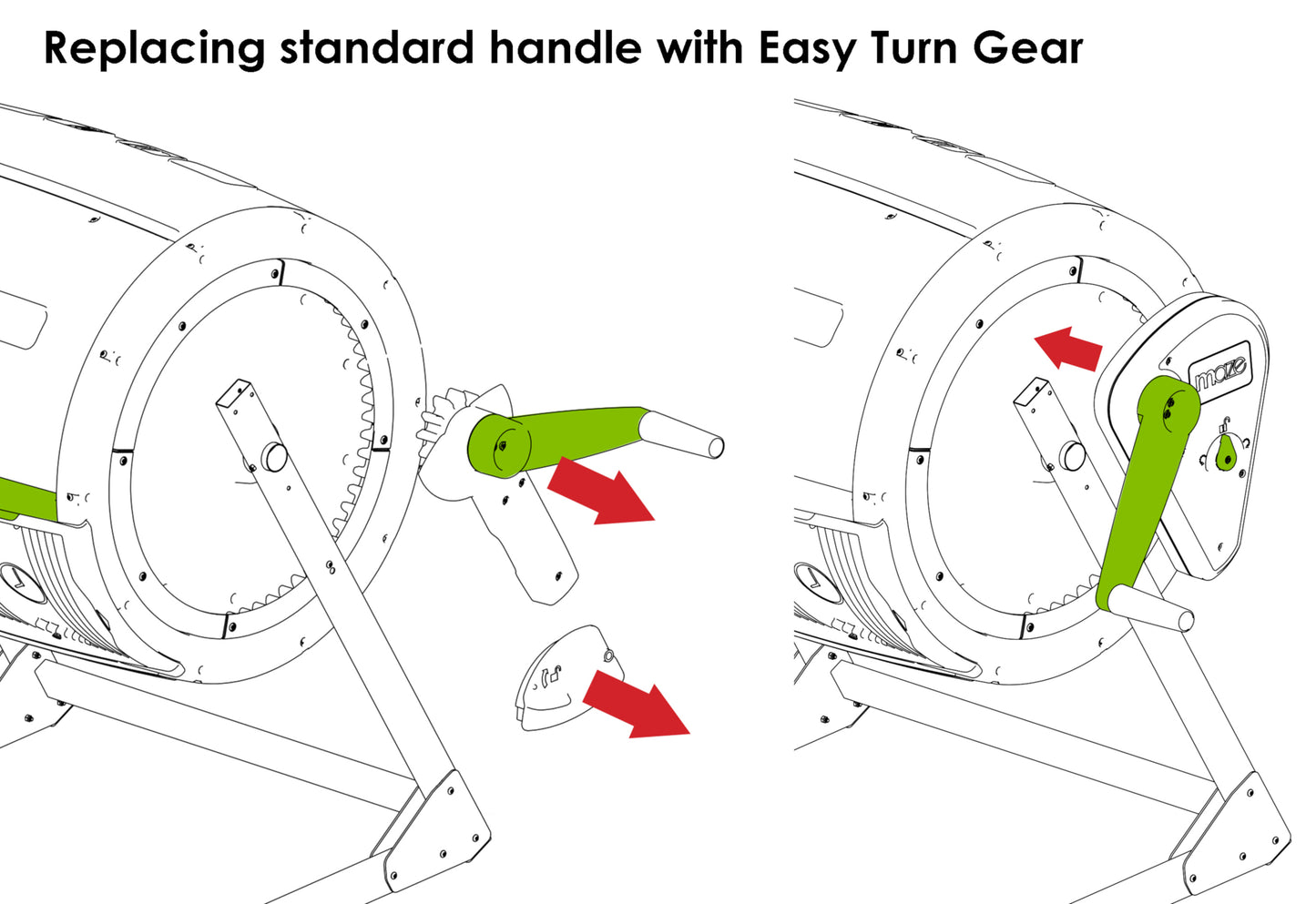 Easy-Turn Gear Kit for RSI-Maze 65 Gallon Compost Tumbler